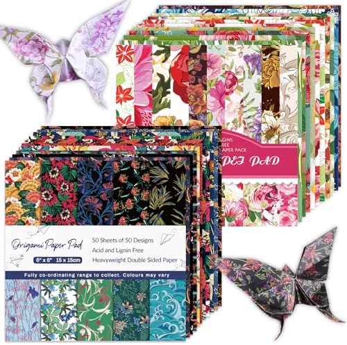 Origami Paper 100 Sheets, 6-Inch Square Double Sided Colored Craft Paper by Bestartsuppliesforyou