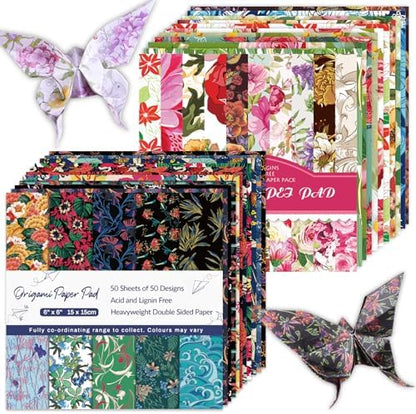 Origami Paper 100 Sheets, 6-Inch Square Double Sided Colored Craft Paper by Bestartsuppliesforyou