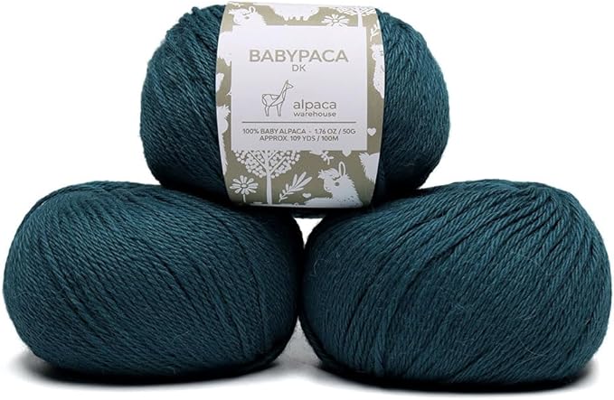 100% Baby Alpaca Yarn Wool Set of 3 Skeins (150 Grams) DK Weight - Made in Peru - Heavenly Soft and Perfect for Knitting and Crocheting (Emerald Green, DK)