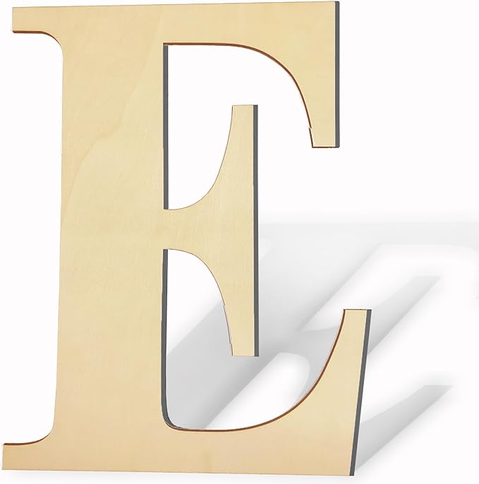 17 Inch Large Wooden Letters, Paintable Large Wood Letter for Crafts, Unfinished Blank Wood Alphabet Letter for Birthday, Parties, Wedding, Christmas Home Decoration(Letter E)