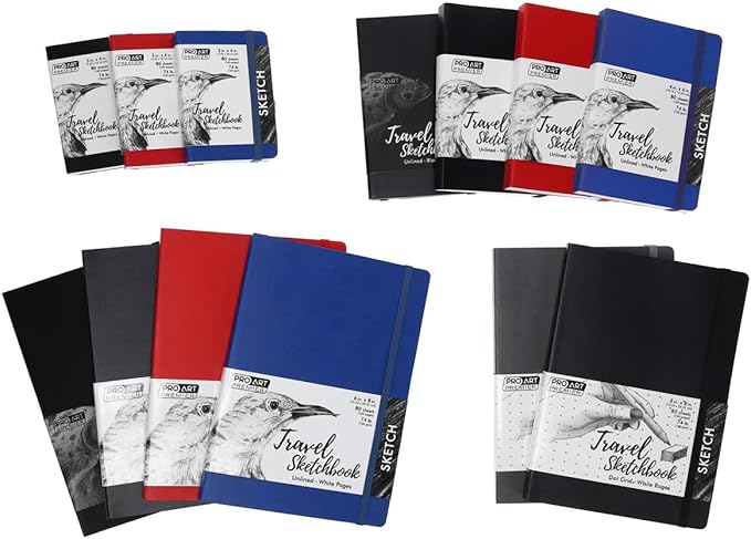 Pro Art Premier Sketch Book Travel 6"x 4" White 74lb Red 80 Sheets, Sketch Book, Sketchbook, Drawing Pad, Pad, Drawing Paper, Art Book, Paper, Sketchbook for