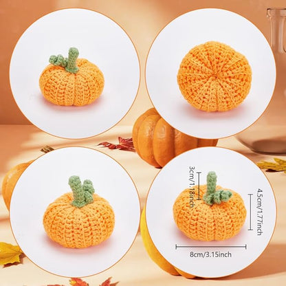 BEUNITONE Crochet Kit for Beginners 6 Set Pumpkins Crochet Kits for Adults Starter with Step-by-Step Instructions Cute Pumpkin Crochet Kit Adults DIY Craft Gift Set for Halloween Christmas Gifts