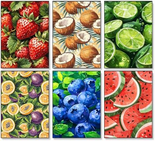 Okarina 6 Pack Paint by Numbers Kit for Adults & Beginners, Fruit Designs by Okarina