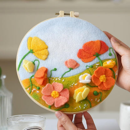 Wizardi Beginner Needle Felting Kit for Adults - Autumn Field. Nature Felting Kit 20x20cm. Felting Tools. Wool Felting Supplies. Felt Crafts. Wool Felt. F07N8-W406 by Wizardi