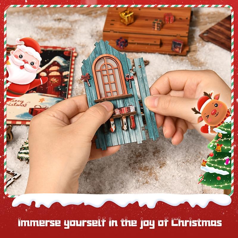 DIY Miniature House Kit, Mini House Building Kit, DIY Book Nook Kit, Tiny Model House for Adults to Build, Beginner 3D Wooden Book Nook, for Family Friends (Christmas time A) - Image 6