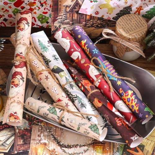 170 Sheets Vintage Christmas Scrapbook Paper, 8 Festive Themes Gingerbread Tree Snowflake Pattern Decorative Craft DIY Supplies Kit for Junk Journal Supplies, Collage, Card Making, Gift Wrapping - Image 7