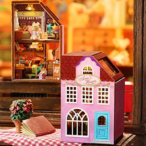 Mini 3D Wooden Doll House Craft Model with LED,DIY Miniature and Furniture Dollhouse Kit,Creative Room Idea for Valentine's Day Birthday Gift (Ava's Workshop) - Image 2