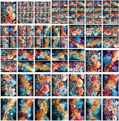 Decoupage Paper Pack (35 Sheets 6"x8") Amazing Paintings of Beautiful Flowers Outlined in Gold FLONZ Vintage Illustration Pictures Cards for Decoupage, Craft and Scrapbooking - Image 4