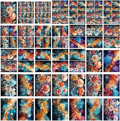 Decoupage Paper Pack (35 Sheets 6"x8") Amazing Paintings of Beautiful Flowers Outlined in Gold FLONZ Vintage Illustration Pictures Cards for Decoupage, Craft and Scrapbooking - Image 4