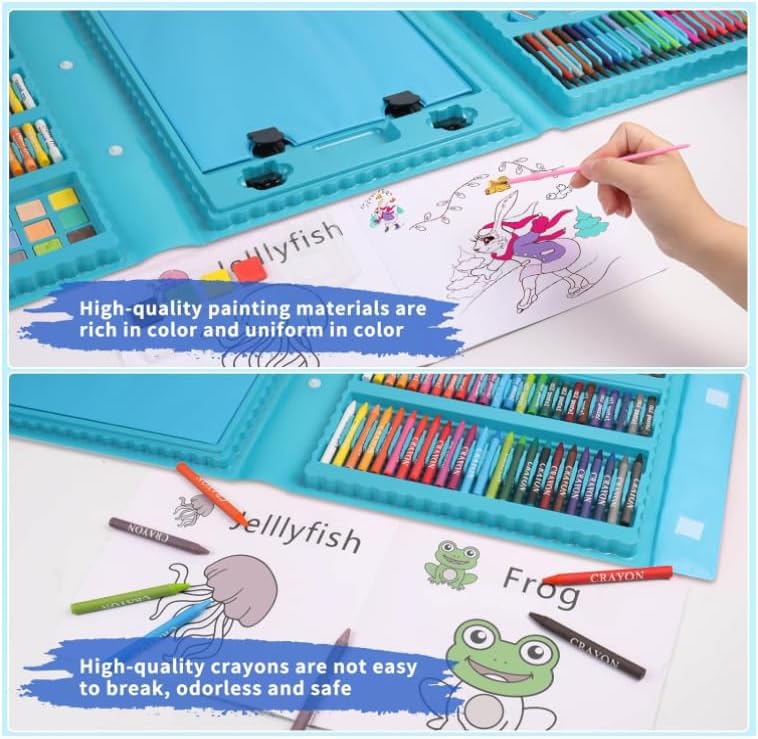 208 PCS Art Supplies,Drawing Art Kit for Kids Girls Boys Teens Artist, Art Set Case with Trifold Easel, Includes Oil Pastels, Crayons, Colored Pencils, Coloring Book, Scissors, Origami Paper 40 Sheets - Image 4