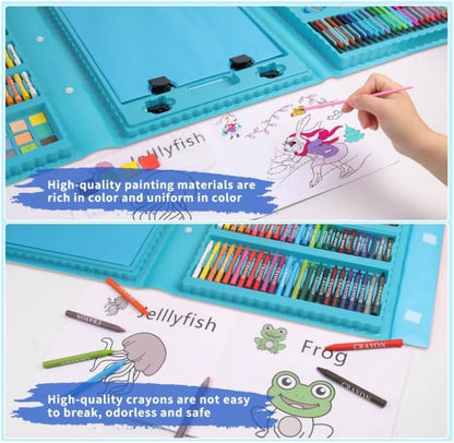208 PCS Art Supplies,Drawing Art Kit for Kids Girls Boys Teens Artist, Art Set Case with Trifold Easel, Includes Oil Pastels, Crayons, Colored Pencils, Coloring Book, Scissors, Origami Paper 40 Sheets - Image 4