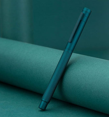Asvine Dark Green Forest Fountain Pen Fine Nib Classic Design with Converter and Metal Pen Case Set