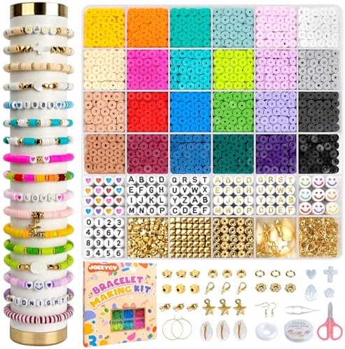 JQEEYGV 5500pcs Clay Beads Bracelet Making Kit 24 Colors Flat Preppy Beads by JQEEYGV