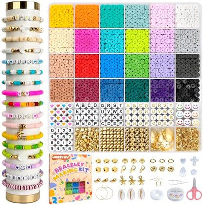 JQEEYGV 5500pcs Clay Beads Bracelet Making Kit 24 Colors Flat Preppy Beads by JQEEYGV