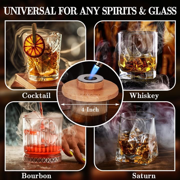 18PCS Whiskey Smoker Kit with Torch - 6 Flavors of Wood Chips, 2 Glasses, Ice Molds - Cocktail Smoker Kit, Old Fashioned Smoker Kit, Birthday Bourbon Whiskey Gifts for Men, Dad, Husband - Image 6