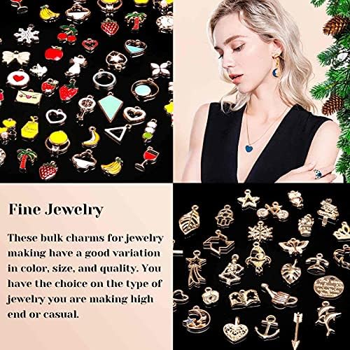 Acejoz 200Pcs Enamel Charms for Jewelry Making, Assorted Wholesale Mixed Bulk Metal Earring Bangle Charms for DIY Necklace Bracelet Jewelry Making and Crafting - Image 3