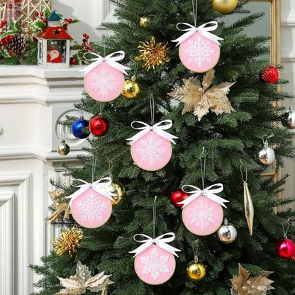 Roowest 6 Sets Christmas Embroidery Kits Snowflake Ornament DIY,Pink - Image 6