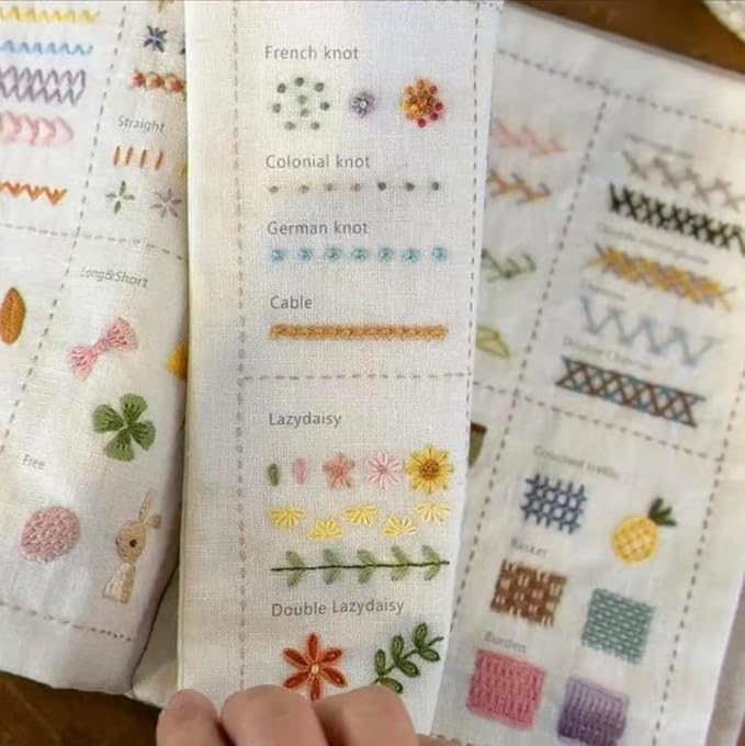 HCANPER Embroidery Stitch Book Kit, Embroidery Kit, Cross Stitch Kits, Stitch Book Embroiderys, Eedle Point Kits Adults Beginner,Ideal for Beginners,Enthusiasts,Handmade Gift (19 Embroidery)