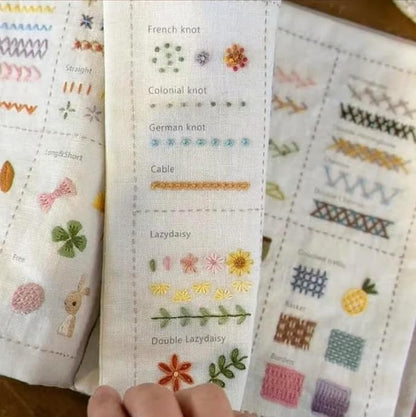 HCANPER Embroidery Stitch Book Kit, Embroidery Kit, Cross Stitch Kits, Stitch Book Embroiderys, Eedle Point Kits Adults Beginner,Ideal for Beginners,Enthusiasts,Handmade Gift (19 Embroidery)