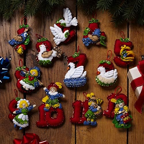 Bucilla Felt Applique 12 Piece Ornament Making Kit, Twelve Days of Christmas, Perfect for DIY Arts and Crafts, 89446E - Image 2