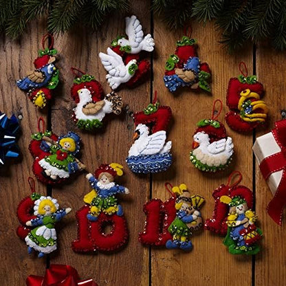 Bucilla Felt Applique 12 Piece Ornament Making Kit, Twelve Days of Christmas, Perfect for DIY Arts and Crafts, 89446E - Image 2