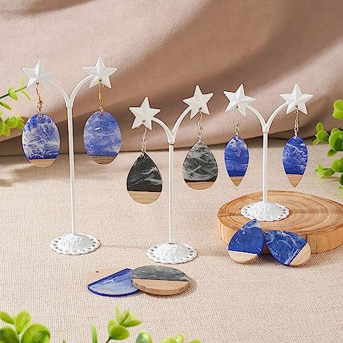 FASHEWELRY 16Pcs Teardrop Round Resin Wood Earring Charms Black Blue Wooden Blanks Geometry Findings for Jewelry Making, DIY-TA0004-37-Biyun - Image 2