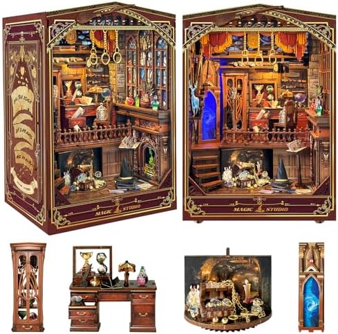 Spilay Book Nook Kit for Adults, Magic Studio DIY Miniature House Kit by SpilayDIYDollhouseMiniature