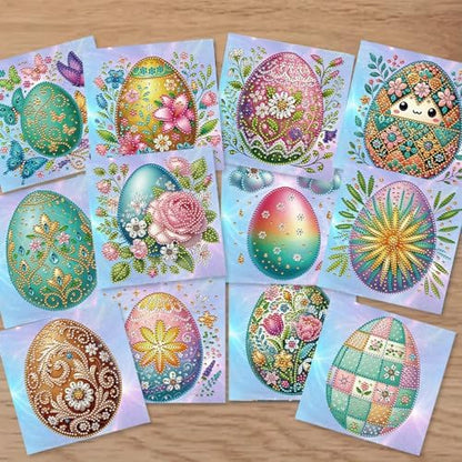 Diamond Painting Greeting Cards 12 Pack Easter Egg DIY Kit with Special Shaped Rhinestones, Thick Cardboard, Envelopes Included, Handmade Craft for Adults, Spring Holiday Gift - Image 3