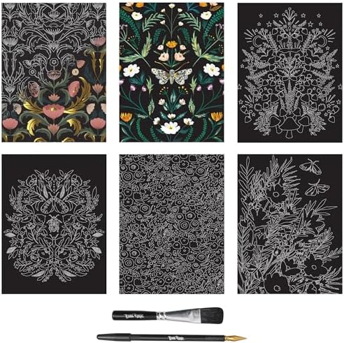Brea Reese 6pc Scratch Art Paper Pad - Fall Florals Metallic Craft Kit - Image 3