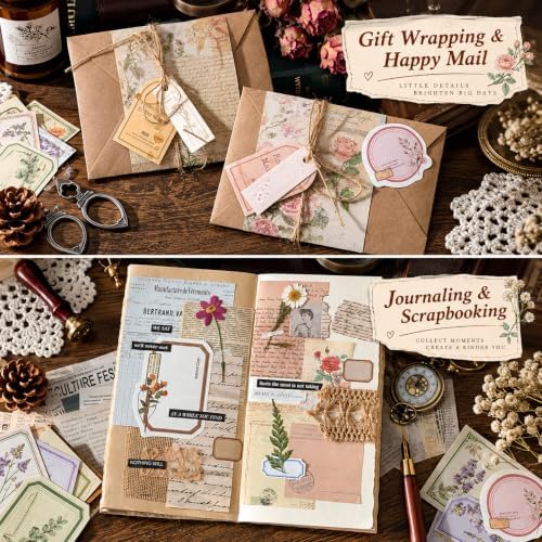 400Pcs Vintage Scrapbooking Kit, Paper Stickers Set - Image 5
