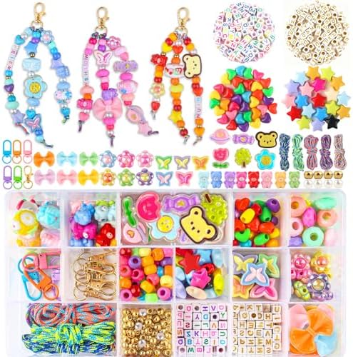 Ecoofor 487 PCS Beaded Keychain Making Kit, Acrylic Letter Beads with Heart, Star & Flower Charms for DIY Jewelry, Bag Accessories & Crafts for Women by Ecoofor