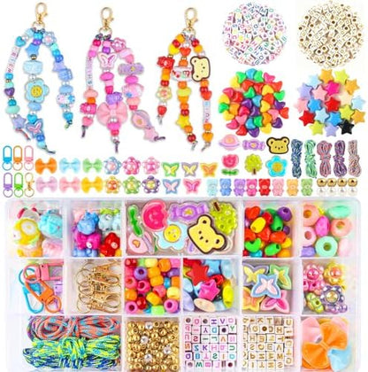 Ecoofor 487 PCS Beaded Keychain Making Kit, Acrylic Letter Beads with Heart, Star & Flower Charms for DIY Jewelry, Bag Accessories & Crafts for Women by Ecoofor