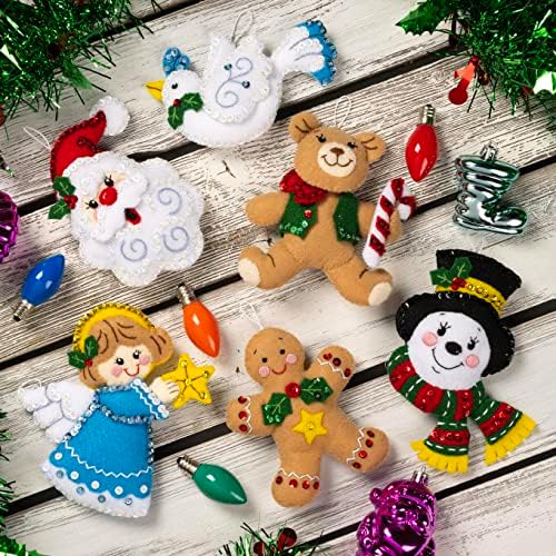 Bucilla Felt Applique 6 Piece Ornament Making Kit, Holiday Favorites, Perfect for DIY Arts and Crafts, 89577E - Image 6