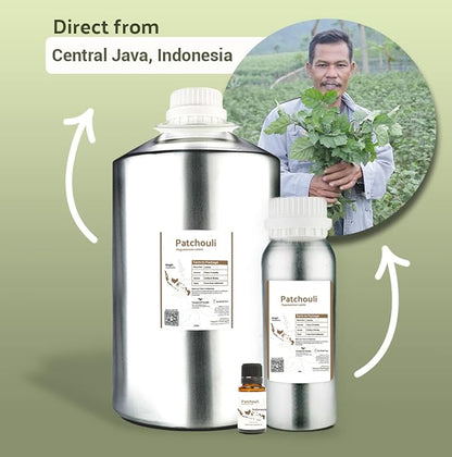 Nature Packaged Dark Patchouli Essential Oil - Direct from Java Indonesia Natural Repellent Aceite de Pachulí - Aromatherapy and Premium Therapeutic Grade - Ideal for Body & Candle-Making (2lbs)