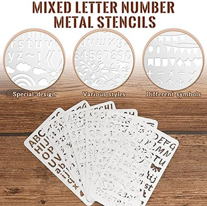 Lewtemi 6 Pcs Metal Wood Burning Stencils, Letter Style Letters Numbers - Image 3