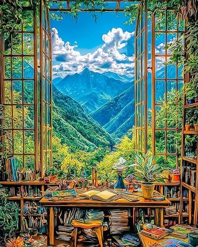 NZNANCHU Mount Paint by Numbers Kit for Adults,Plant Painting by Numbers Kits on Canvas for Beginner, DIY Desk Watercolor Oil Painting for Birthday Gift Relax Decor (Study) by Unknown