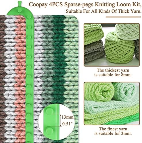 Coopay Plastic Knitting Loom & Yarn Kit, Rectangular Knitting Loom Set - Image 2