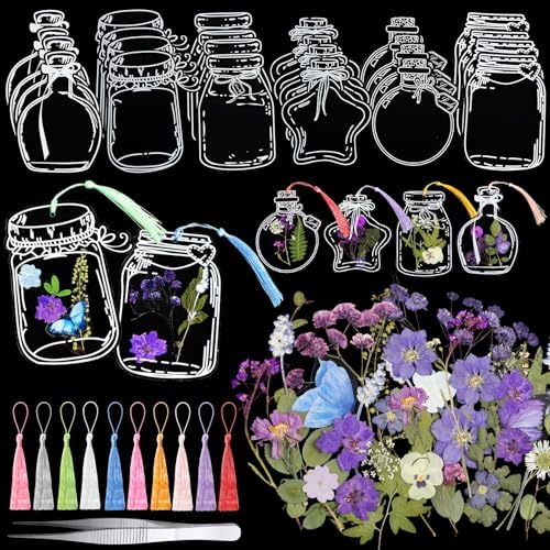 TaoBary 152 Pcs Dried Flower Bookmark Set DIY with Tassels, Pastel Color by TaoBary