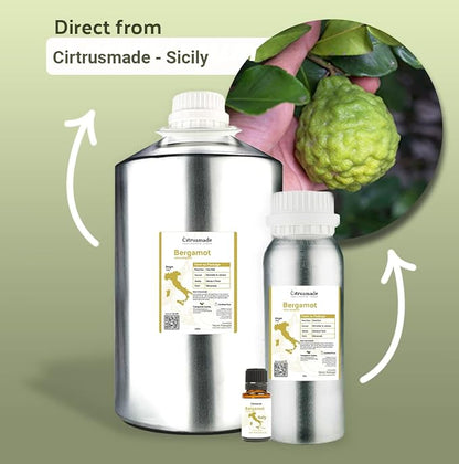 Nature Packaged Bergamot Essential Oil - Direct from Citrusmade in Sicily- Pure Essential Oil for Diffusers and Aromatherapy | 100% Pure Therapeutic Grade (8oz)