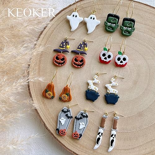 KEOKER Polymer Clay Cutters Halloween, Clay cutters for Halloween Earrings Making, 10 Shapes Halloween Clay Earrings Cutters, Ghost Halloween Clay Earring Cutters (Earrings Clay Cutters 2) - Image 2
