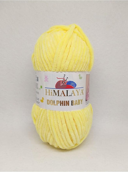 3 Skein/Pack Himalaya Dolphin Baby Chenille Yarn, Each Ball 100 gr (3.5 oz), 120 m (132 Yards), 100% Polyester, Super Bulky Baby Blanket Velvet Amigurumi Yarn, 80302 - Light Yellow