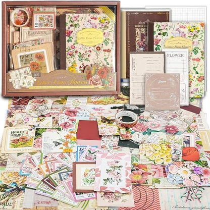 Scrapbooking Supplies Kit, A6 Grid Notebook, Vintage Junk Journaling Kit by Aromoty