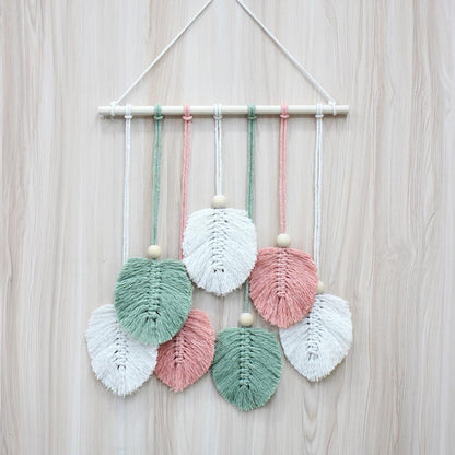 BUFANTL DIY Macrame Leaf Wall Hanging Kit for Beginners, Boho Woven Tapestry Craft Kit with Macrame Cord, Wooden Beads & Printed Instructions, Home Decor Macrame Kit for Adults - Image 4