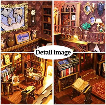 3D DIY Book Nook Kit - DIY Miniature House Kit for Adults, Teens and Beginners, Dollhouse Booknook Library Tiny House Bookshelf Decor 3D Wooden Puzzle, Mini Library of Books Model Build Gift - Image 3