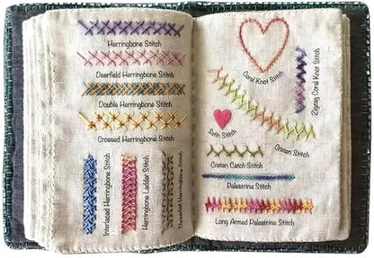 Embroidery Stitch Book, Portable Sewing & Hand Embroidery Kit, Cross Stitch Kits, DIY Needlepoint Starter Set with Complete Toolkit & Instructional Tutorial for Adults & Beginners