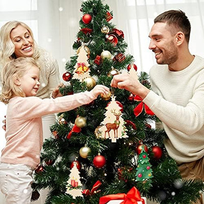 Large Size 7" Wooden Christmas Ornaments to Paint, DIY Blank Unfinished Wood Ornament for Crafts Hanging Decorations (Beige Christmas Tree) - Image 2