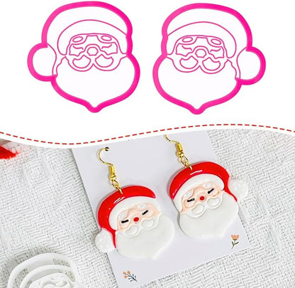 Xaekicr Christmas Santa Polymer Clay Cutters Set – Clay Earring Cutters for DIY Earrings – Cute Holiday Face Clay Molds – Polymer Clay Tools for Jewelry Making