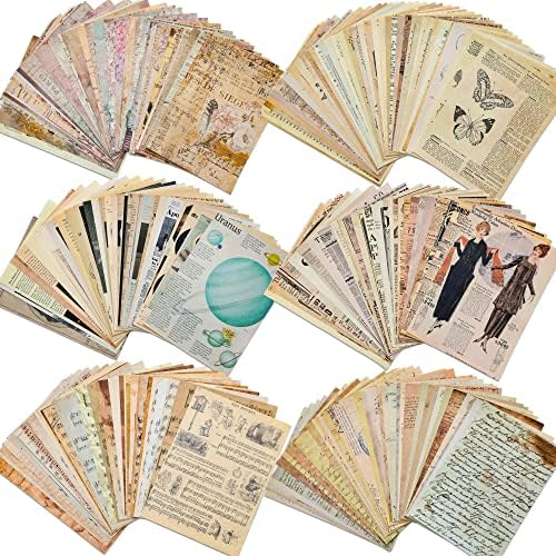 200 Sheets of Vintage Scrapbook Paper, Journaling Scrapbooking Supplies Craft Decoupage Papers Kit, Ephemera for Junk Journal Bullet Journals Well Posters Room Decor for Card Making Decorative Gift by emmoolife