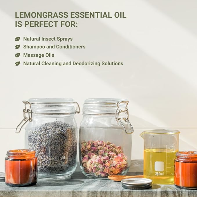 Nature Packaged Lemongrass Essential Oil - Natural Aceite de Hierba Limón from Norex Flavours India - Lemongrass Essential Oils for Hair, Aromatherapy and Massage (2lbs)