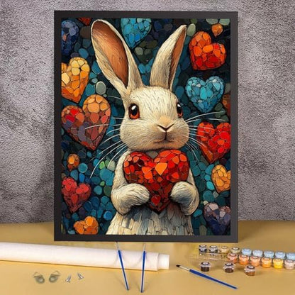 RICUVED Easter Paint by Numbers for Adults, Rabbit Paint by Numbers Kit for Adults Beginners, Heart DIY Acrylic Oil Painting on Canvas Easy for Gift Home Wall Decor 16x20 Inch - Image 3